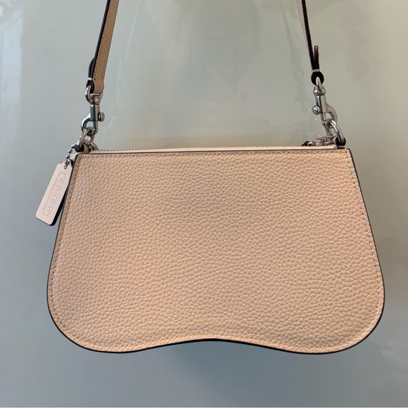 Coach Coachtopia Crème Cream wavy dinky Leather Shoulder Bag turnlock - Picture 3 of 7